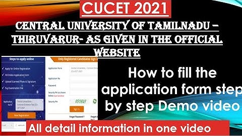 CUCET Exam how to fill the application form demo video