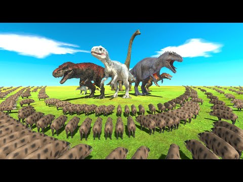 Dinosaurs VS Animals Which Team Of Dinosaurs Defeated 500 Wild Boars