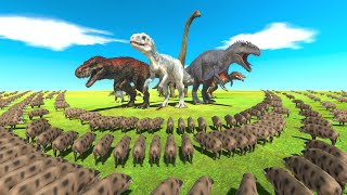 Dinosaurs VS Animals - Which Team of Dinosaurs Defeated 500 Wild Boars?