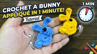 EASY 1-Minute Crochet Bunny Appliqué! 🐰 | Quick & Simple Tutorial