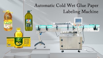 Automatic Cold Wet Glue Paper Labeling Machine for Vegetable Cooking Oil Round PET Bottles Labeler