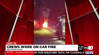 Crews work on car fire in Belchertown
