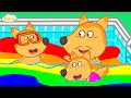 Baby Lucia and Mama Enjoy Playing in Colorful Swimming Pool. Fox Family Learning Colors for kids