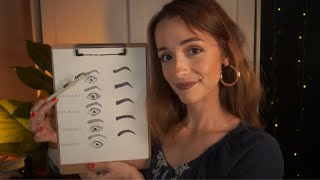 ASMR Roleplay | Eyebrow Consultation and Shaping (whispered, layered sounds)