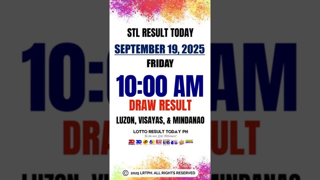 STL Result Today 10AM Draw September 19, 2025 - STL Luzon, STL Visayas, STL Mindanao 