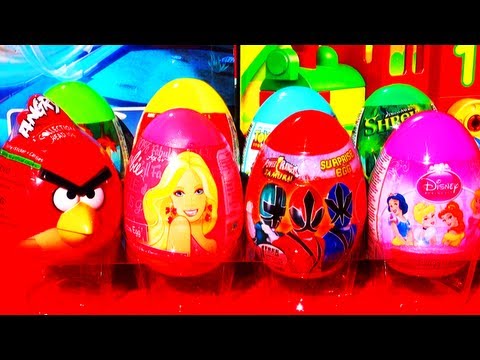 8 Surprise Eggs Angry Birds Disney Princess Barbie Power Rangers Pixar Toy Story SHREK Spider-Man !