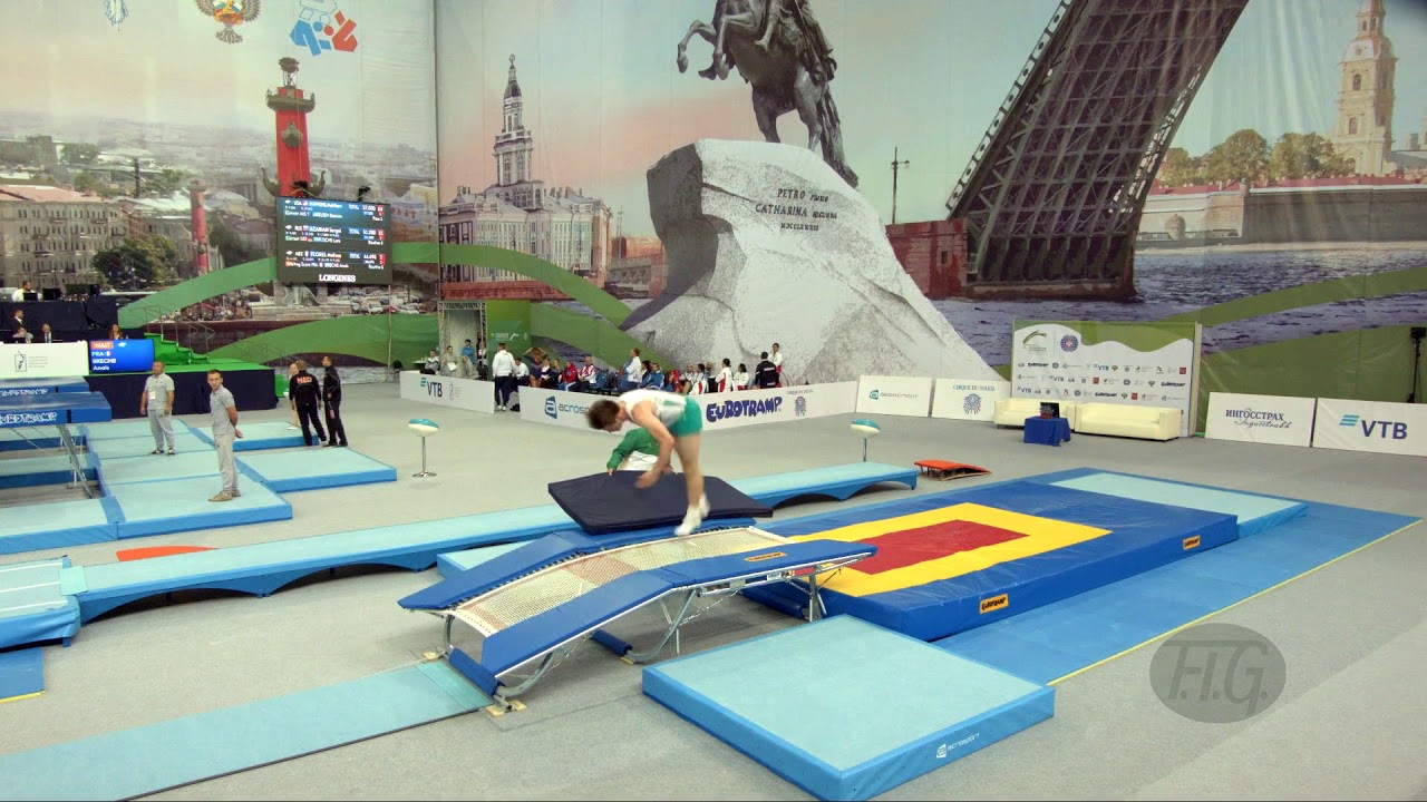 Youtube video: AXELSEN Damien (AUS) - 2018 Trampoline Worlds, St. Petersburg (RUS) - Qualification Double Mini R1