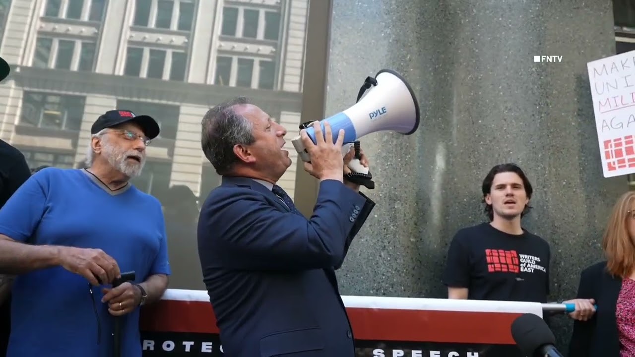 "Bring Jimmy Back!" chants outside ABC Studios during Writers Guild protest for Jimmy Kimmel