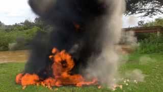 Explosion test in Blender, background is still image