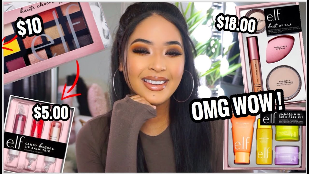 TRYING NEW E.L.F HOLIDAY MAKEUP GIFT SETS UNDER 20 ! DRUGSTORE