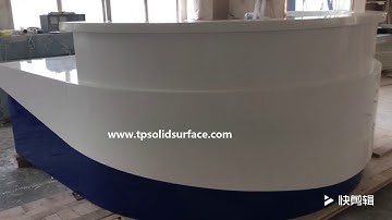 Curved navy blue corian solid surface office furniture reception counter desk table
