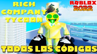 💰 TODOS LOS CÓDIGOS de RICH COMPANY TYCOON 💰 ENERO 2022💰 CODIGOS ROBLOX GRATIS