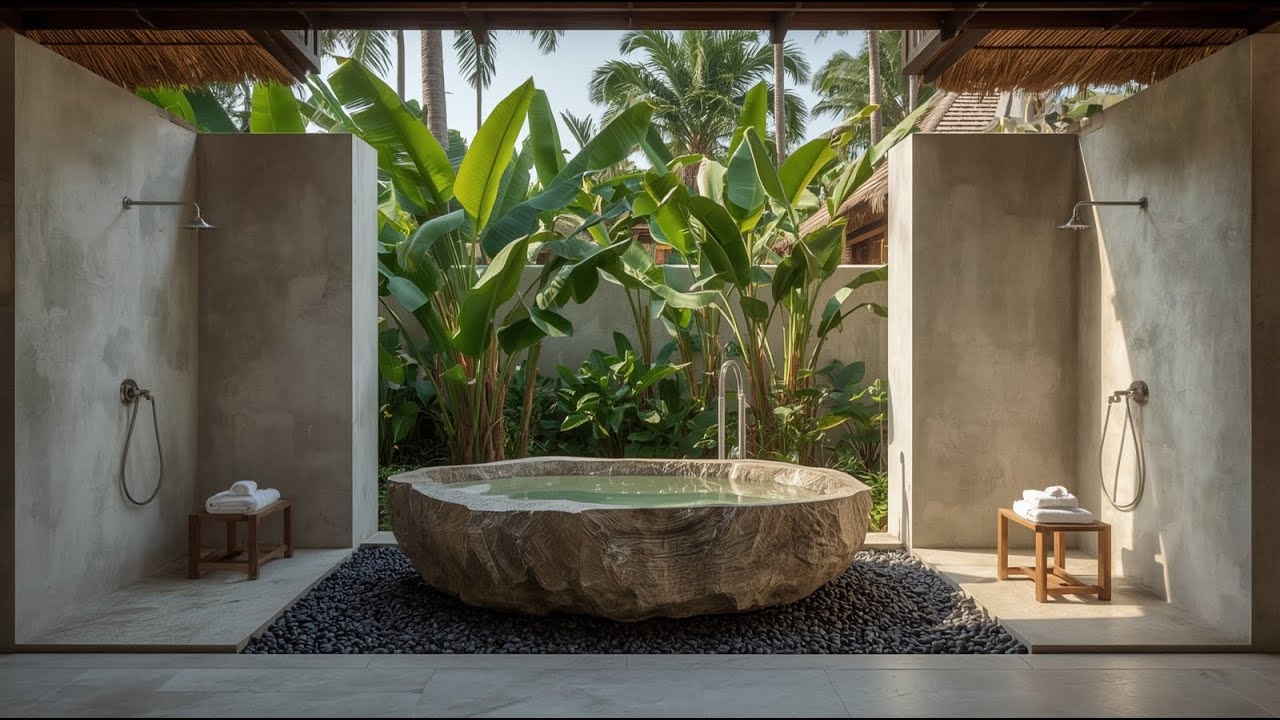 Luxury Tropical Outdoor Bath 🌿 Meditation Music & Jungle Serenity