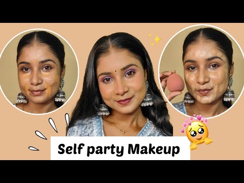 SELF PARTY MAKEUP FOR BEGINNERS ✅| PARTY MAKEUP AT HOME| Long lasting base makeup for summer😍