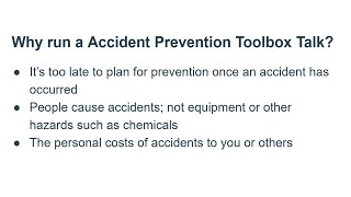 Accident Prevention toolbox talk
