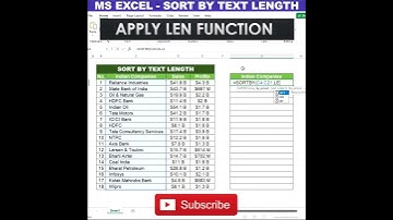1 मिनट का वीडियो | सीखे EXCEL का जादू | SORT BY TEXT LENGTH #sortby #len #excel #short