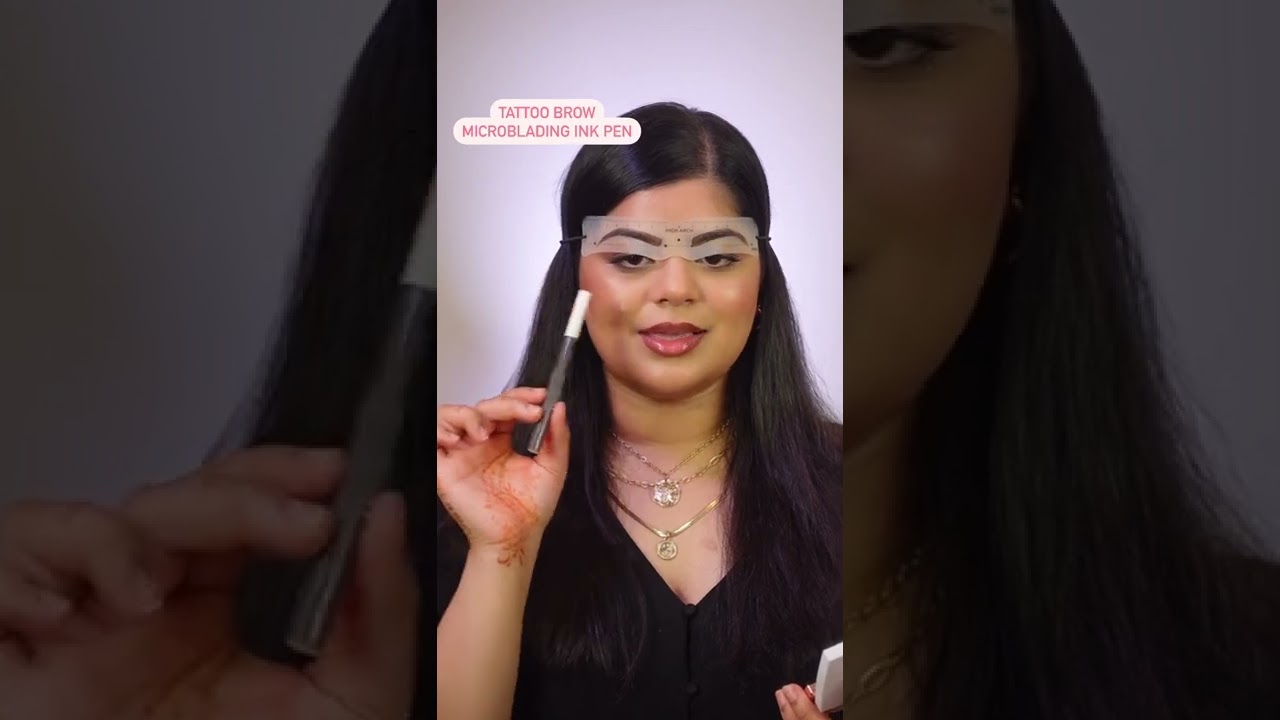 @aditimakeup demonstrates two brow styles, using our Reusable Brow Stencils 6 Pack 😍⁠