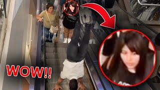 Escalator Calisthenics Prank REACTIONS *women shocked*