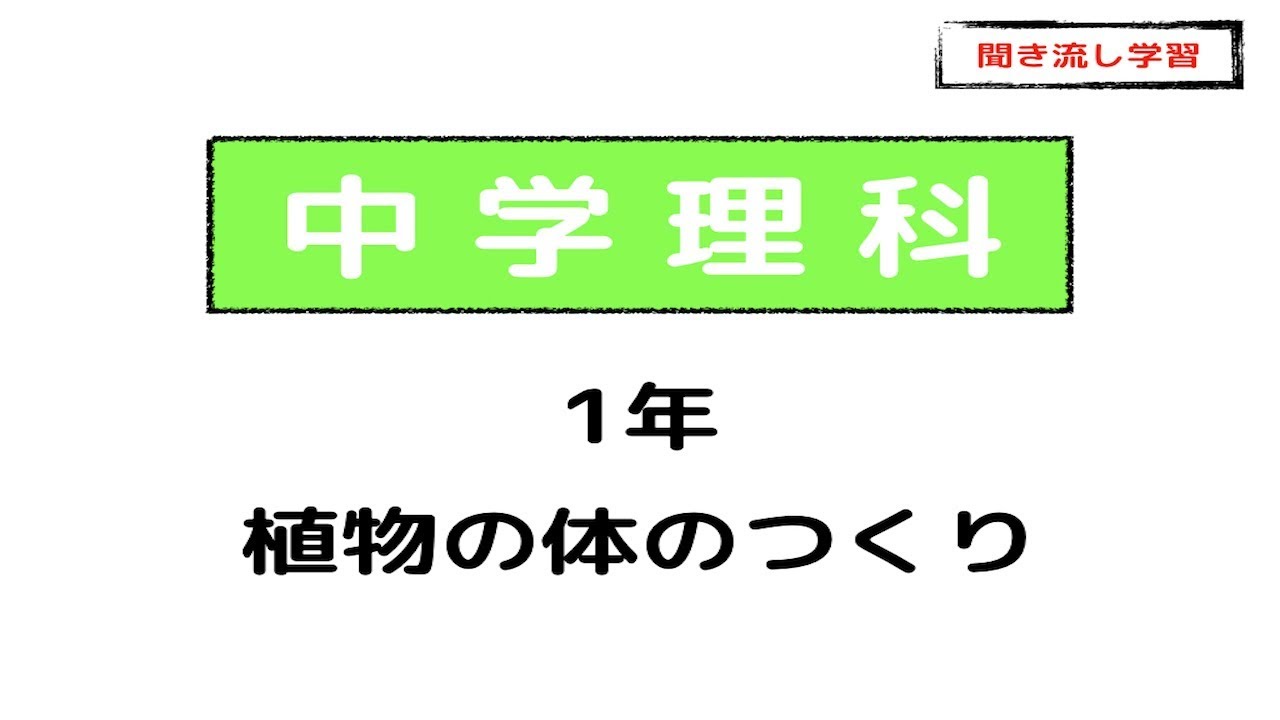 中学理科 1年 植物の体のつくり Youtube