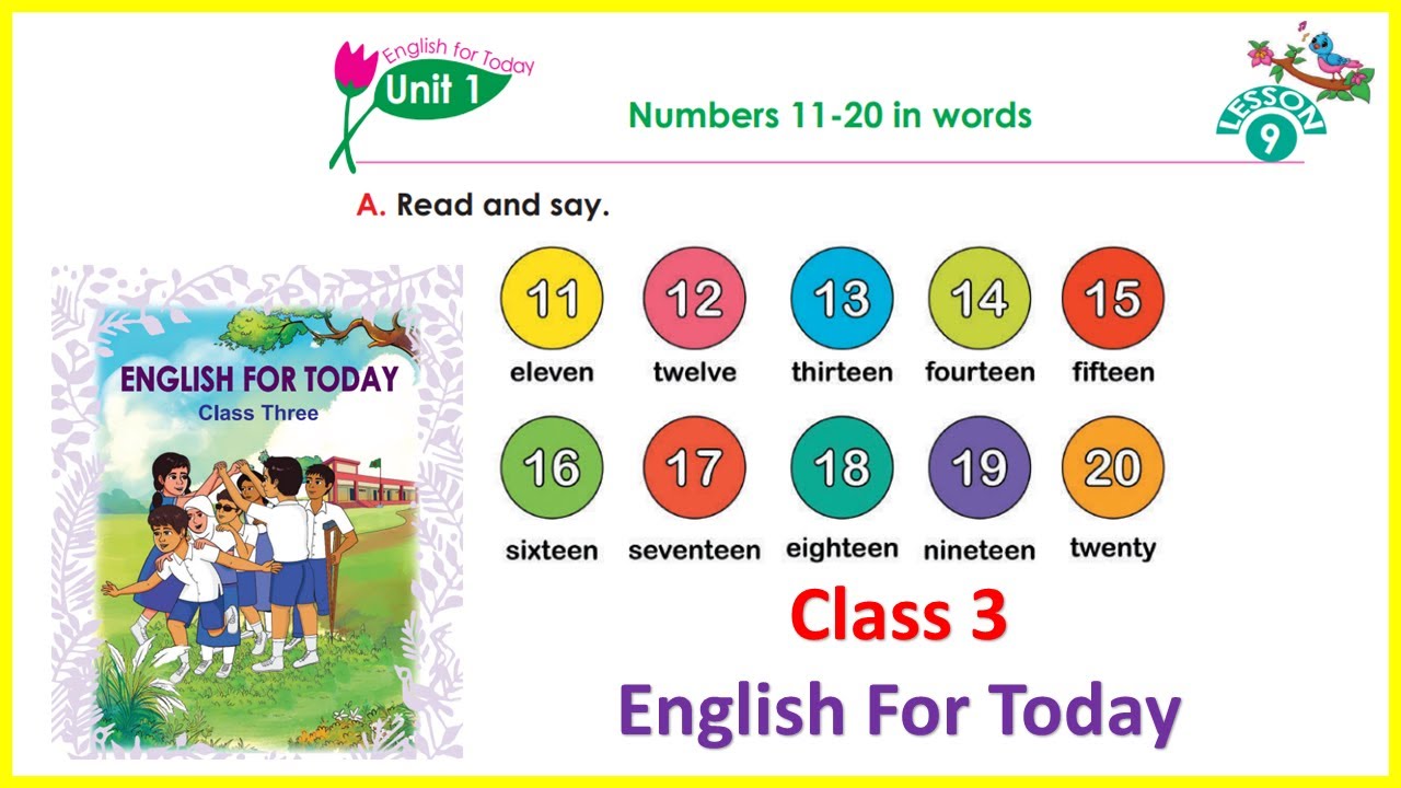 Numbers 11-20 in words. Class 3 English unit 1 lesson 9