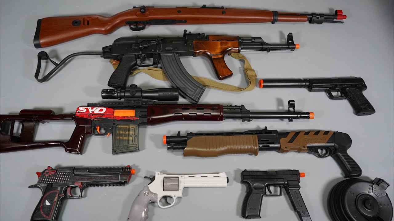 AK47 and Shell ejecting Kar98k Nerf Gun Toy Gun Airsoft Sniper Rifle - Realistic Toy Guns Collection