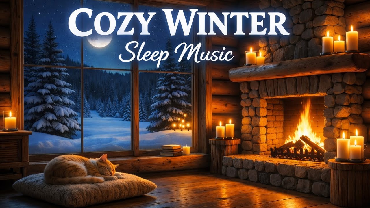 Cozy Winter Cabin Sleep Music – Deep Relaxation & Peaceful Night Ambience