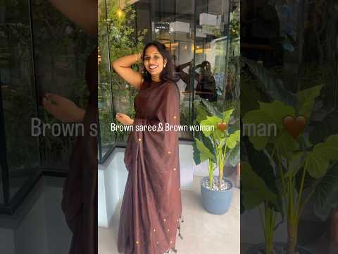 Brown saree|| #brownsaree #linensarees #trending #shorts