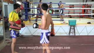Asanee Sitmonchai Doing Pads At Sitmonchai Gym, Bangkok