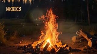 Midnight Forest Campfire – Warm Fire & Gentle Owl Sounds