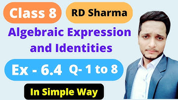 Algebraic Expressions Ex- 6.4 Chapter 6 | RD Sharma | Practice Wractice | Class 8 Math | CBSE NCERT