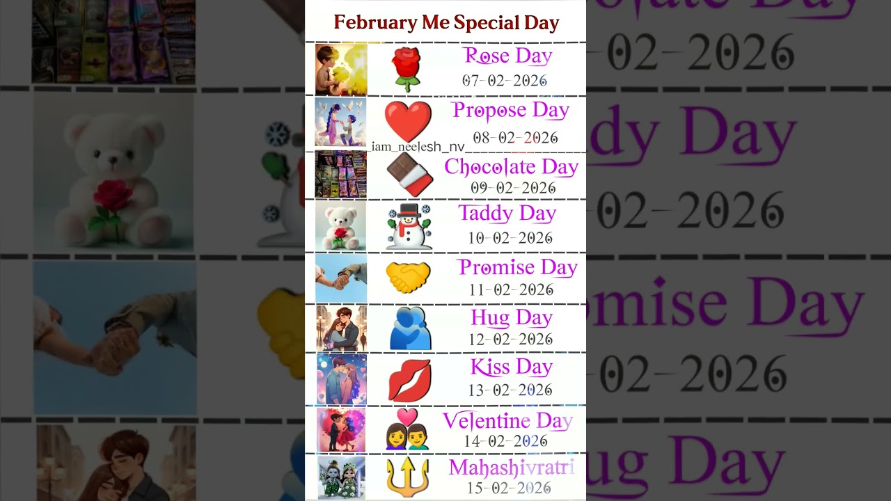 coming soon valentine's day week list ka status video! rose day, propose day, promise day, kiss day