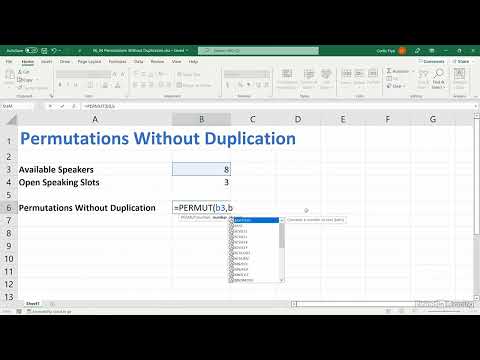 42 - Calculate Permutations Without Duplication - Learning Excel Data Analysis