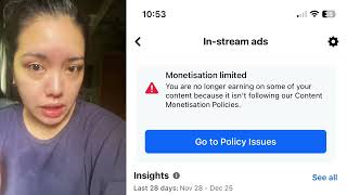 InStream Ads Monetisation Limited Policy issue sa Meta #meta #monetisation #facebook