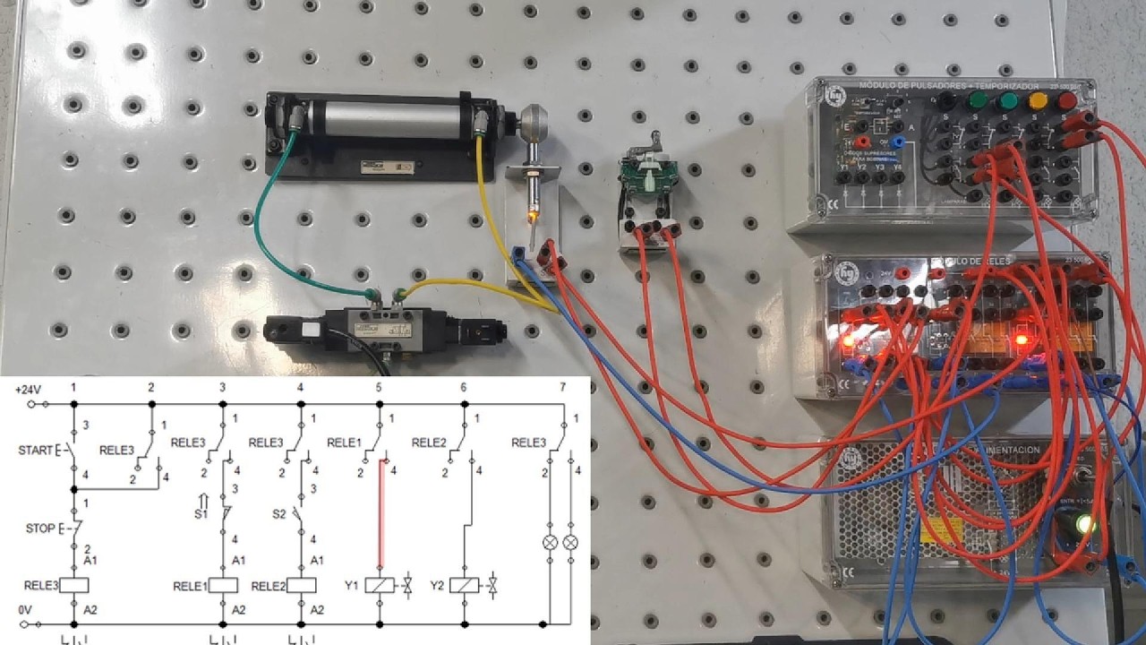 Electroneumática con Relevadores ⚡ – Diagramas y Funcionamiento Paso a Paso