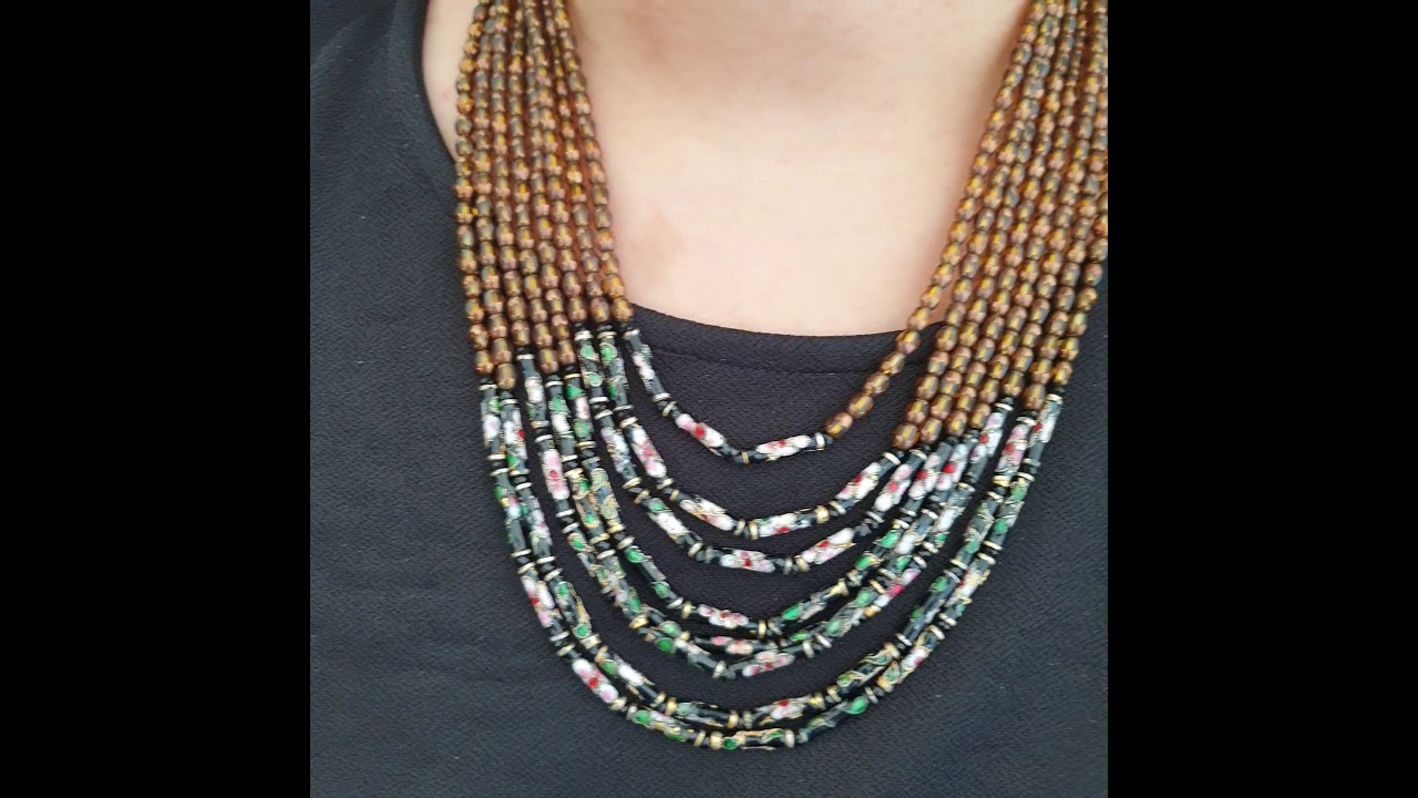 Multi Strand Handpainted Bead Necklace  | Jaipri | Necklace | Ethnic Necklace | Western Jewelry