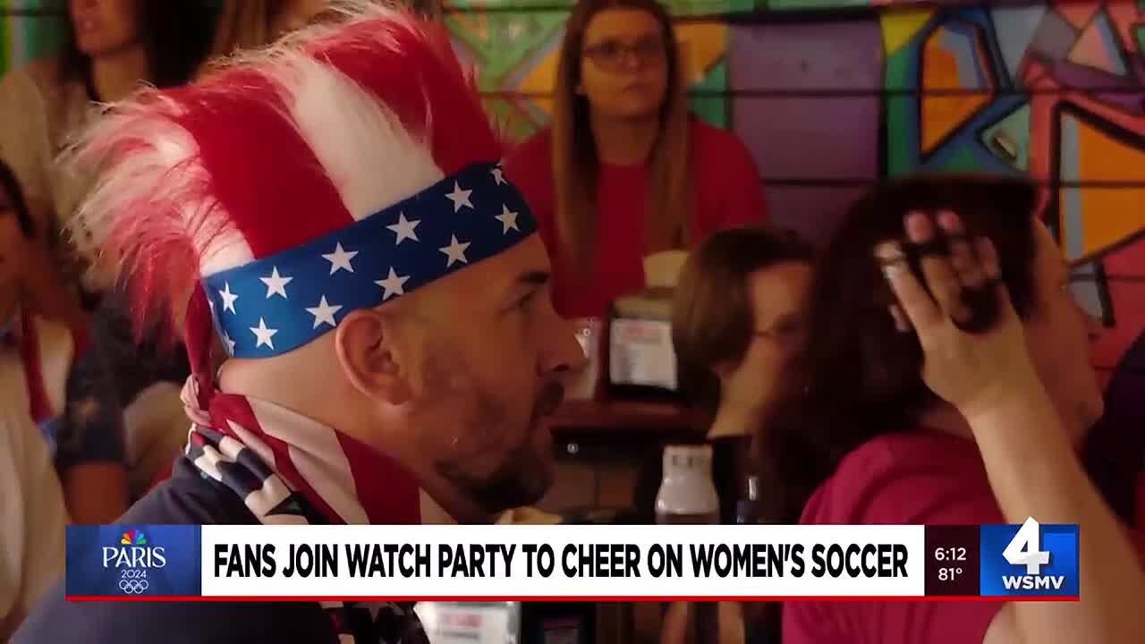 Fans join watch party to cheer on women's soccer