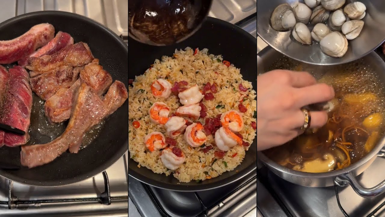 BEEF RIBS + FRIED RICE + SEAFOOD SOUP ! - YouTube