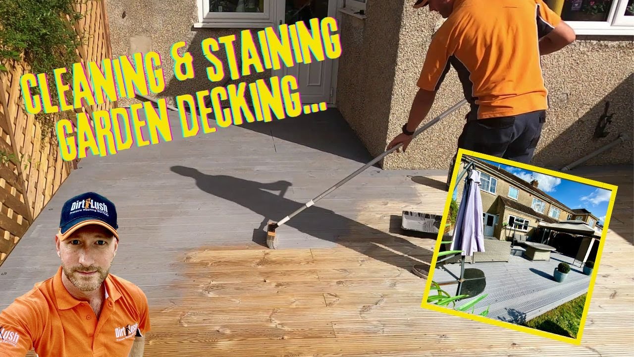 Pressure Washing, Treating and Staining Wooden Garden Decking - YouTube