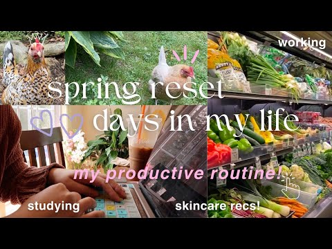 Reset vlog🌸 productive work day in my life, study routine, skincare recs, getting life back together