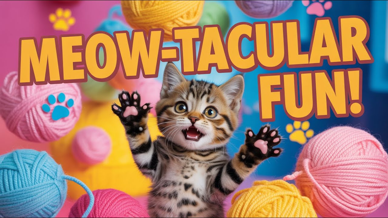 Cute Cat Song for Kids | Nursery Rhymes with Happy Kitten Singing and Dancing to Meow Meow