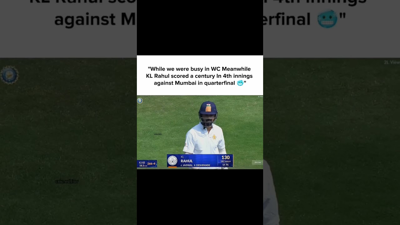 Kl Rahul hundred in Ranji Trophy 🥶🔥