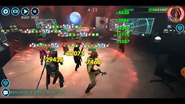 Fennec/Greef/Bossk/Mando/Zam cleanup vs. Lord Vader (L6 cooldown datacron): 36 banners