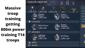 Massive troop training getting 800m power training T14 troops | King of Avalon