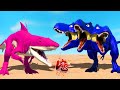 3 Head Blue T-Rex vs Pink King Shark vs Minecraft Spinosaurus vs I-Rex 🌍 Jurassic World Evolution