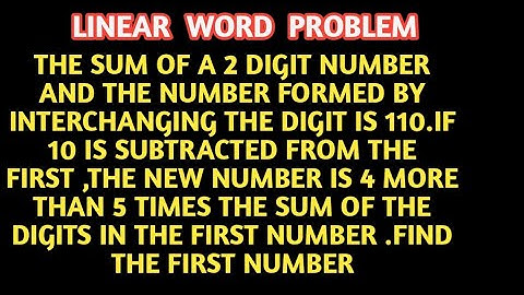 || The sum of a 2 digit number and the number formed by interchanging the digit is 110.If 10 ||