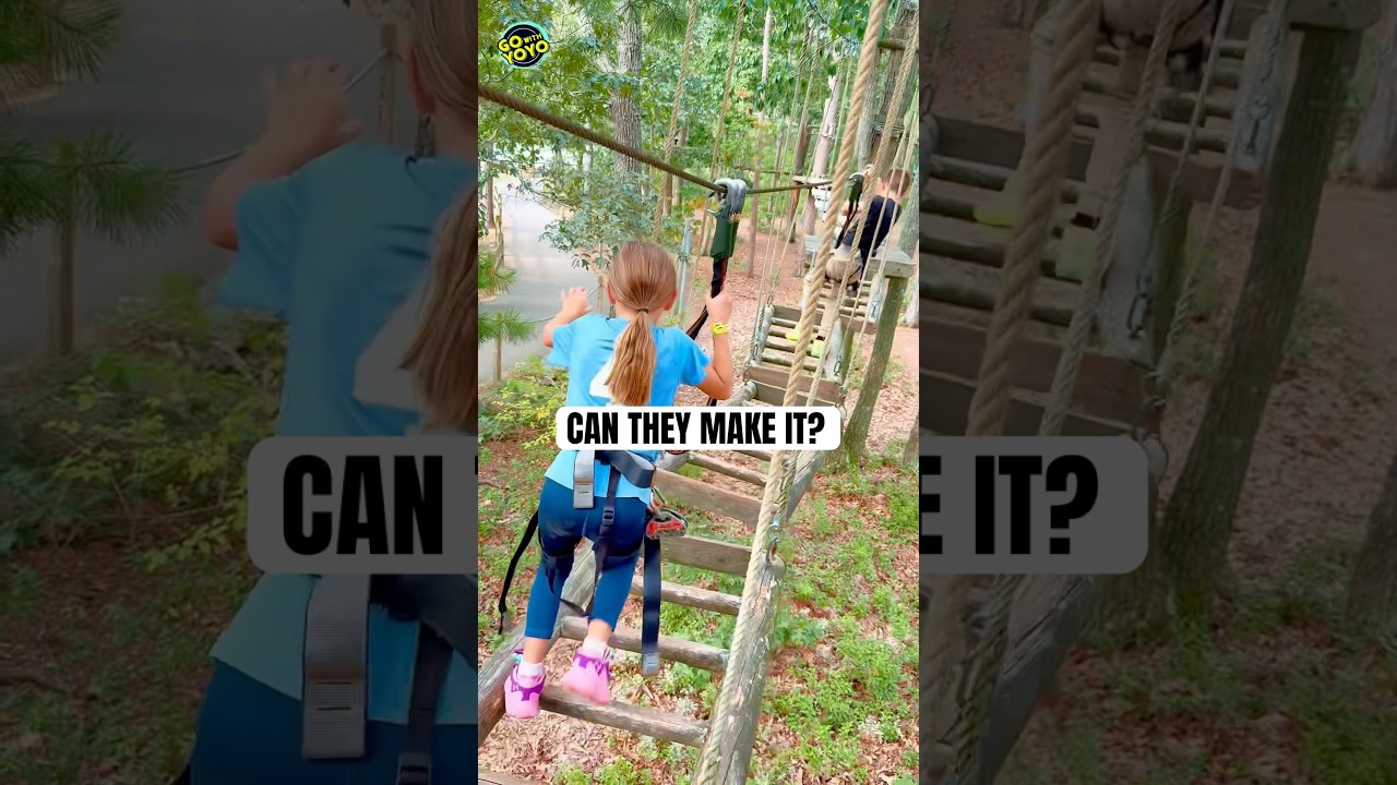 KIDS TRY OBSTACLE COURSE in TREES!!! 😮😮 