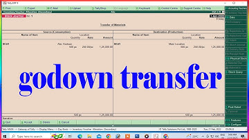 godown transfer in tally | godown transfer | godown transfer entry in tally erp 9 |  tally erp 9