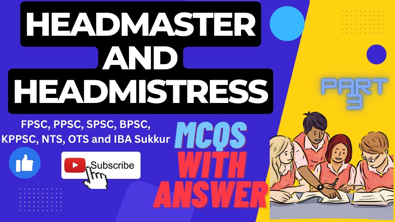 Top Headmistress Exam MCQs for FPSC Pt-3 | HeadMaster MCQs