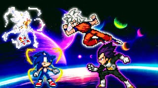Hyper Sonic & Sonic OP VS Goku DBS 3.5 OP (All Form) & Vegeta OP in Jump Force Mugen