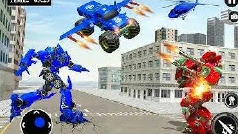 US Police Bull Robot Car Transforma | Monster Truck Games | Chari Games